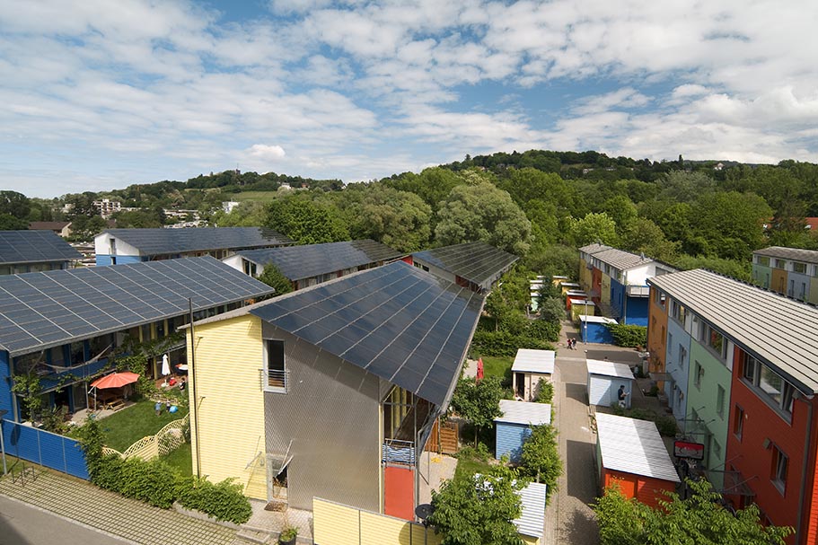 Green City Freiburg, view of the solar panel installation
